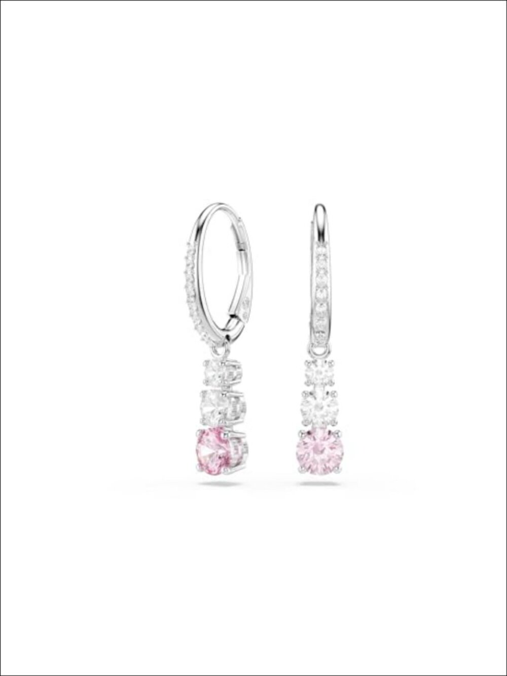 Crystal Drop Dangle Earrings Rhodium Finish French Wire